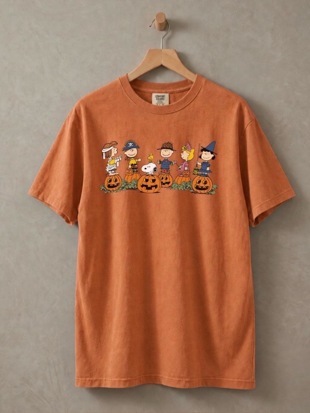 Peanuts Gang Halloween Pumpkins Orange Spooky Fall Comfort Colors Tee